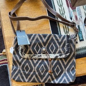 Myra Bag Brown and Gray Geometric Crossbody